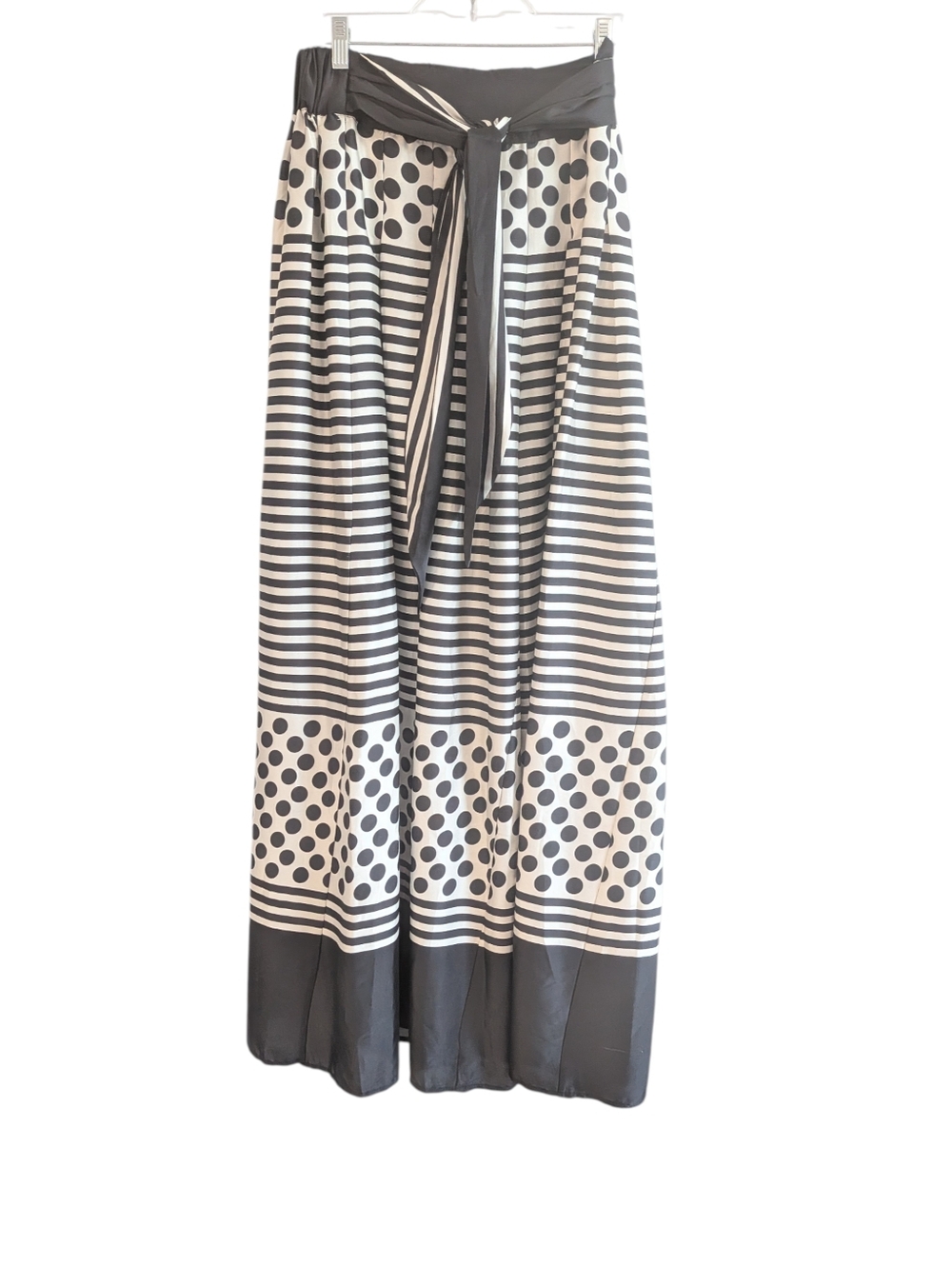 Polka Dot Black White Striped Palazzo Wide Pants Leg Eclectic Statement Piece - Picture 3 of 15